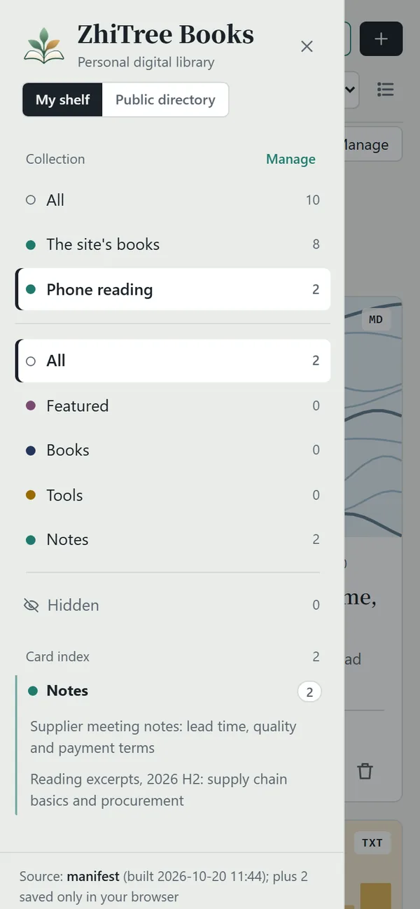 The left index on a phone: collections, categories, tags
